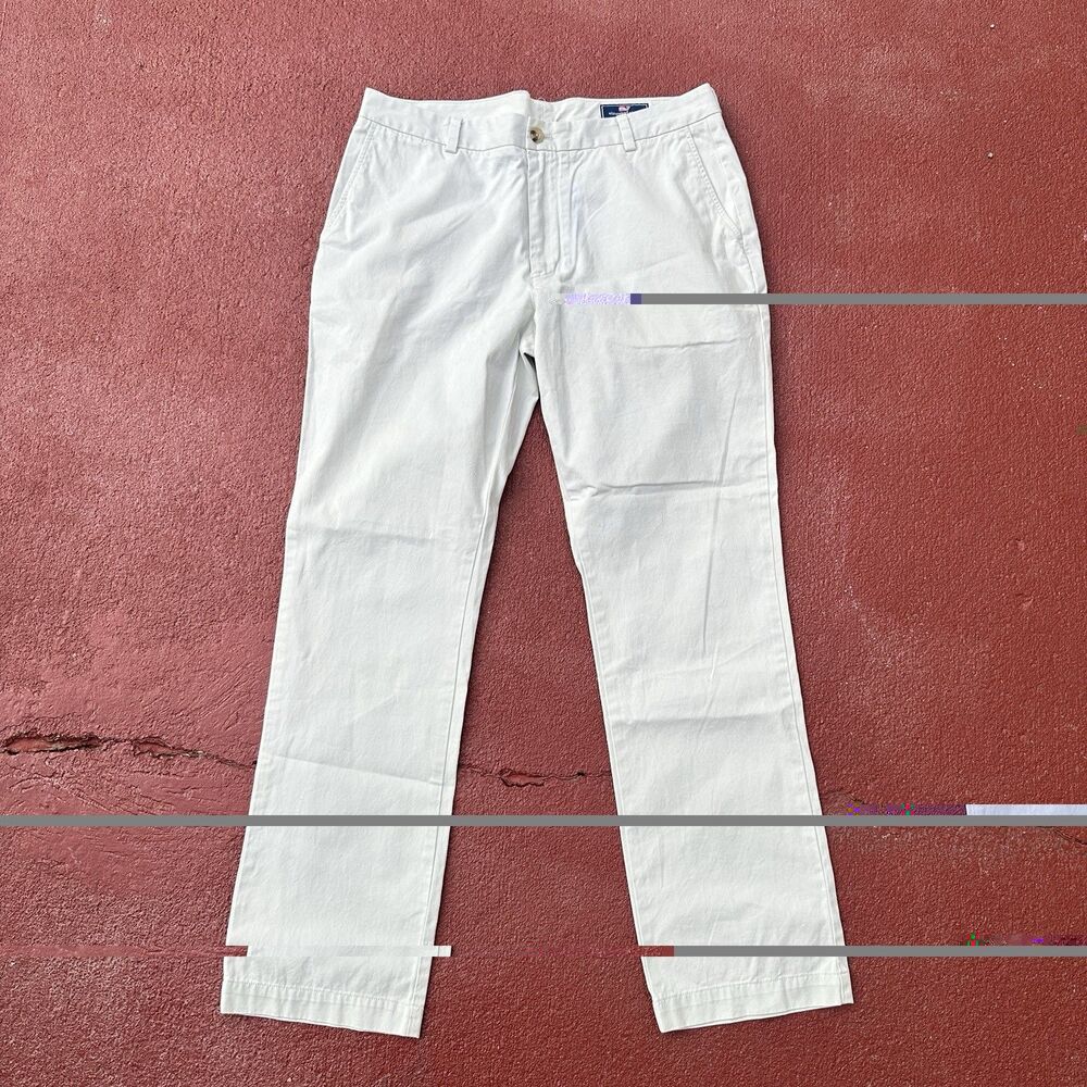 Vineyard Vines Performance Pants Men's 36x32 Off White Chino Flat Front Logo